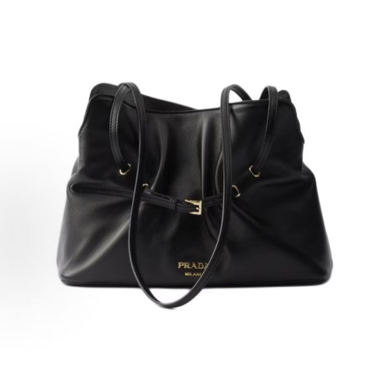 PRADA Dada single-shoulder bag with embossed letter logo on the front, small size for women, black